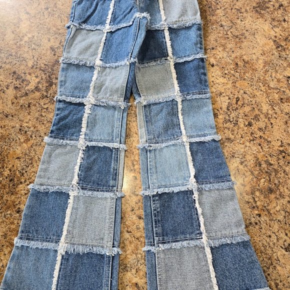 Zana Di Vintage Y2K Jeans Demin Patch Quilt Jeans Girls Size 1 90's era - Picture 4 of 9